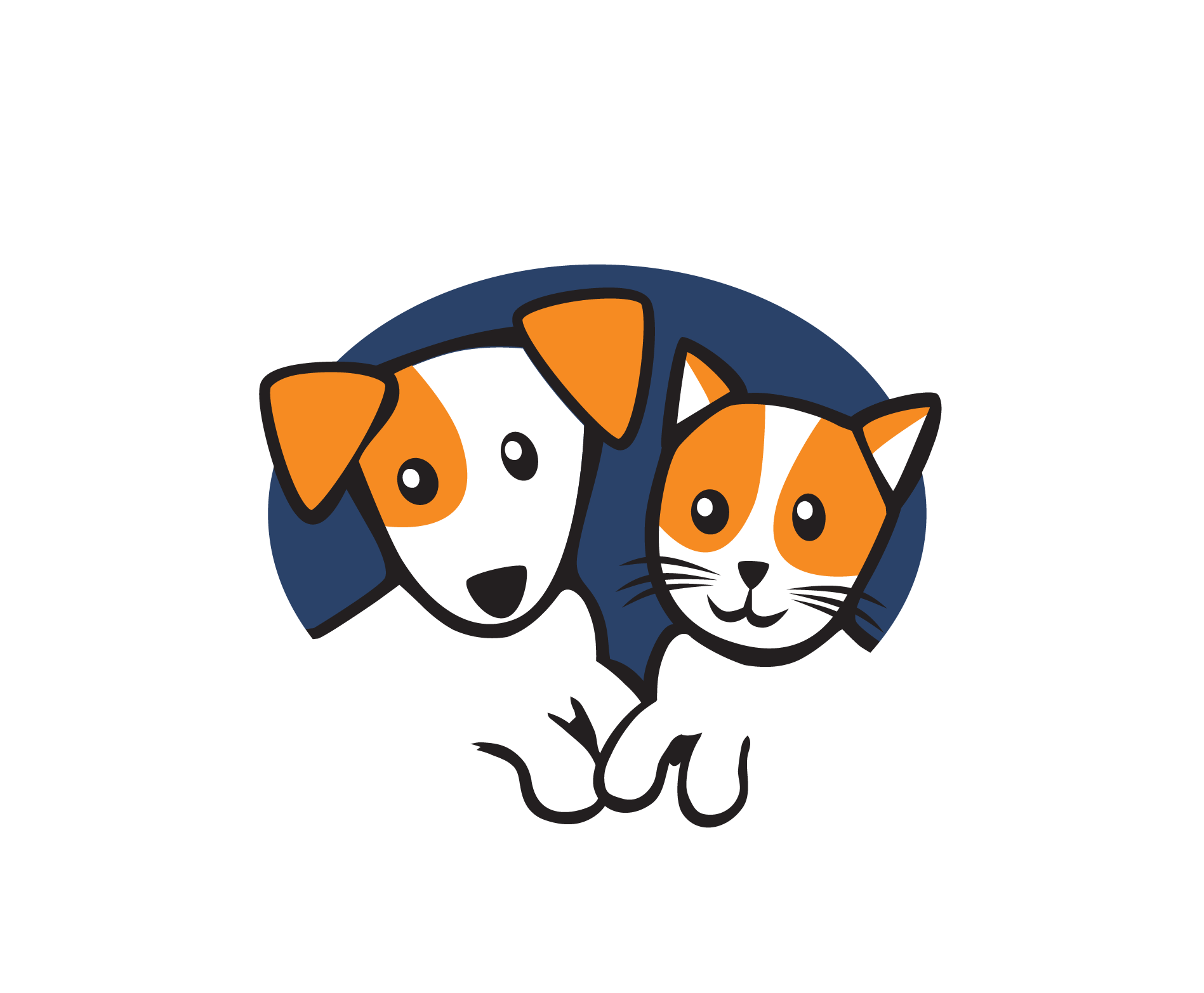 C.A.R.E.4Paws Logo a cat and a dog with orange and white fur inside a circle with the words around the outside of the circle