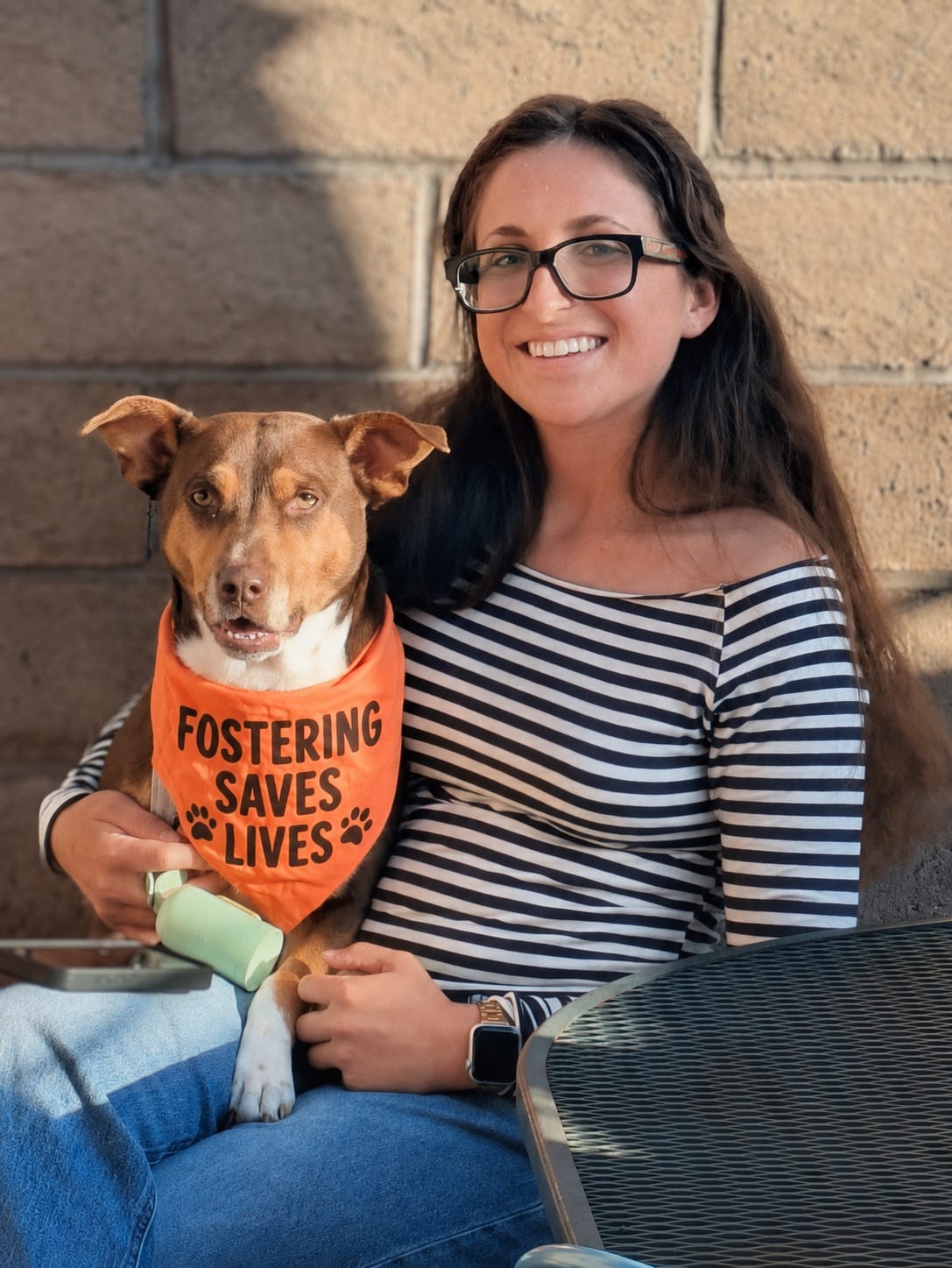 Lady with her foster dog