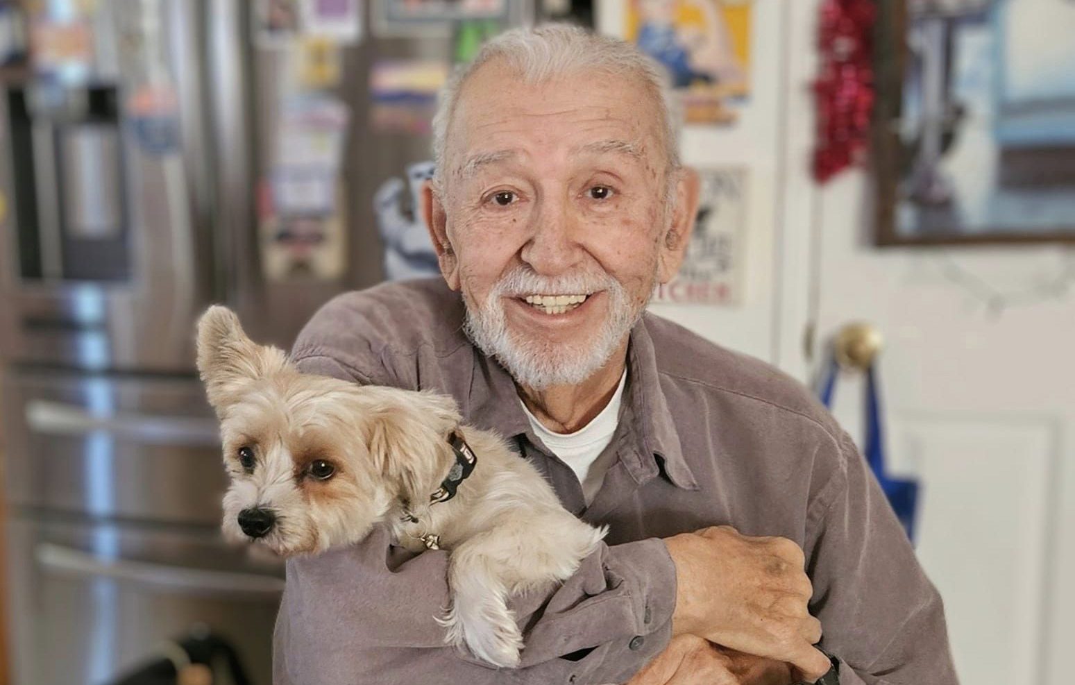 Sal and his pet Harley after a successful surgery