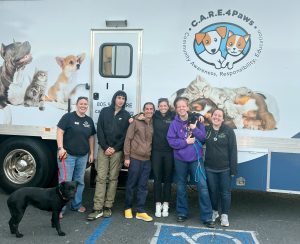 The C.A.R.E.4Paws transport team arrives at SYVHS-DAWG to drop off rescues