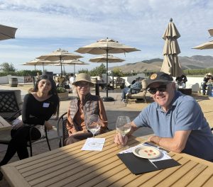 Bein Nacido patio with staff and team members relaxing and enjoying the day