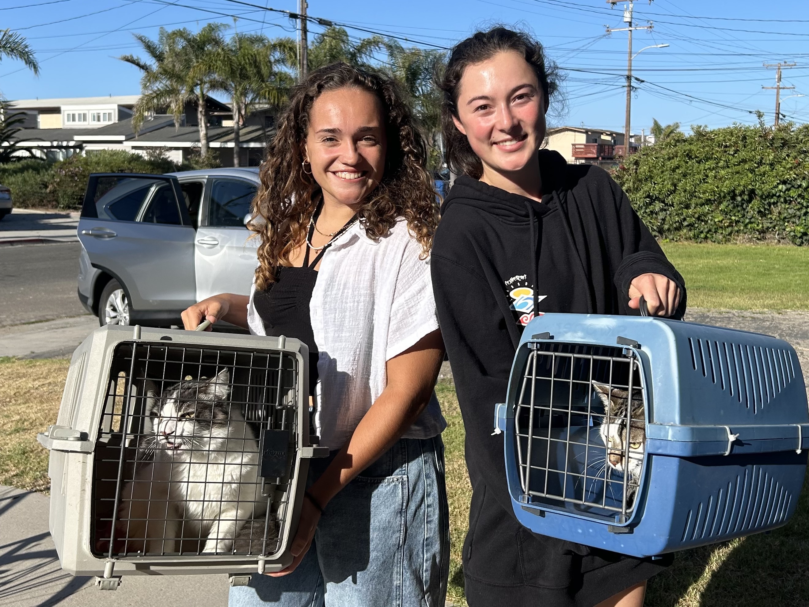 C.A.R.E.4Paws Press Coverage Noozhawk October 2025 Two ladies holding their cats in carriers