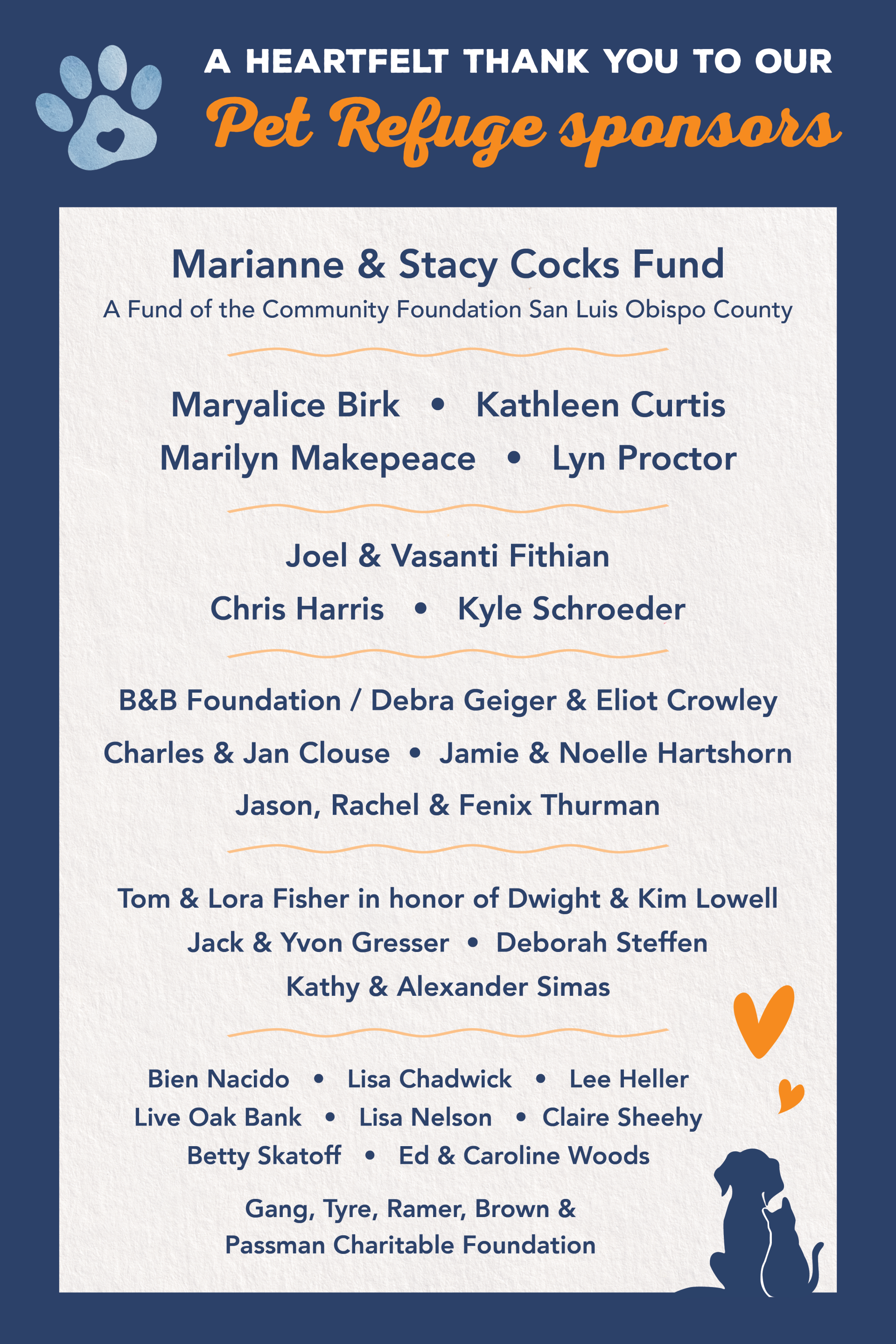 Pet Refuge sponsor thank you graphic