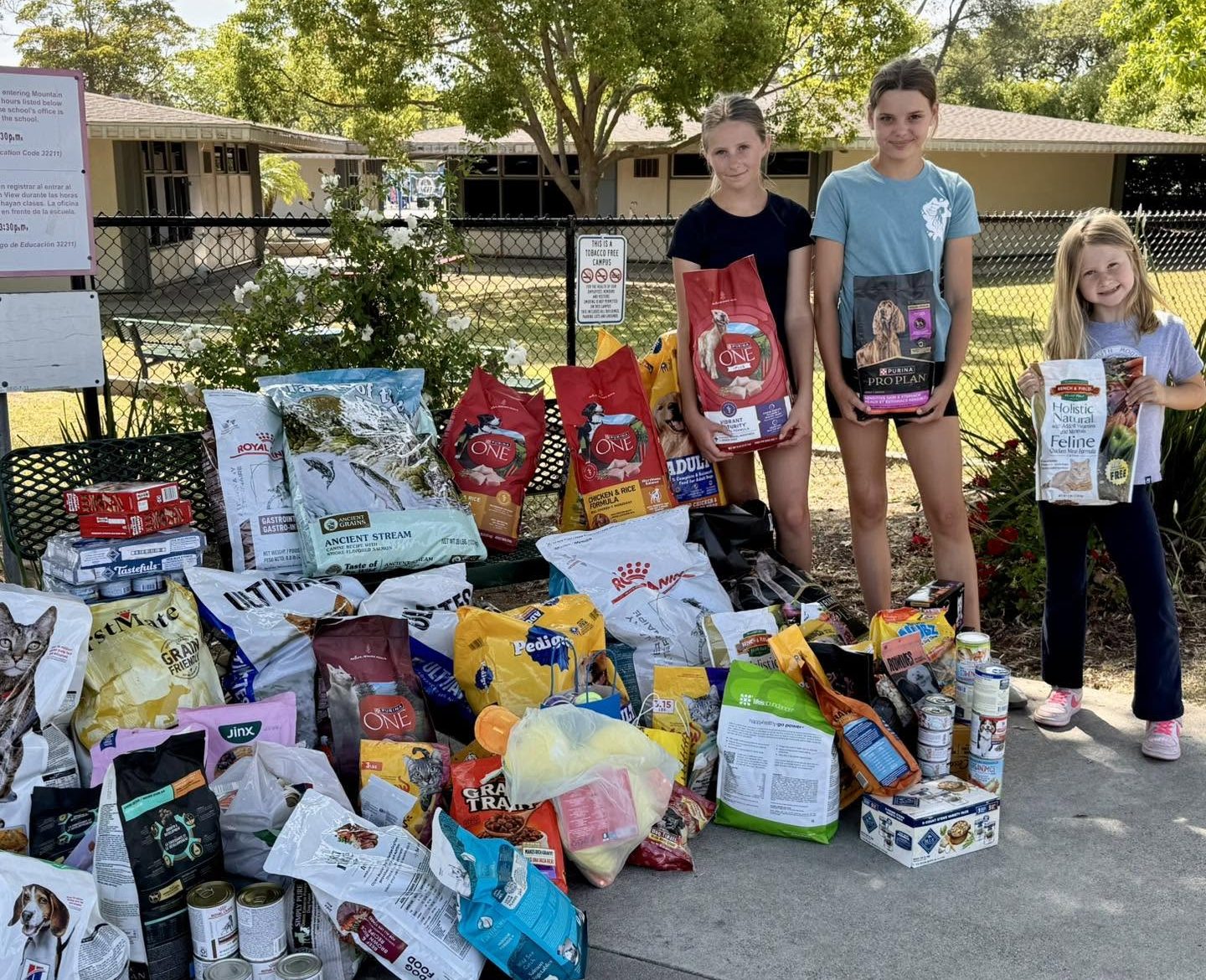 Food drive at local elementary school for C.A.R.E.4Paws in Santa Barbara County
